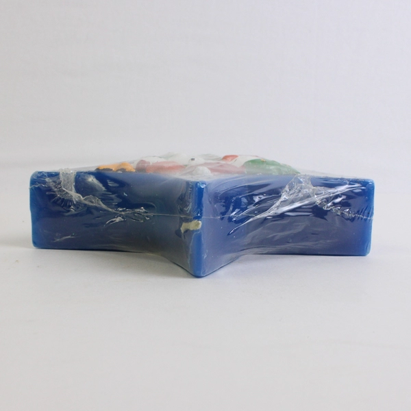 Carolina Designs Blue Star Shaped Christmas Candle With Embossed Snowmen NIP