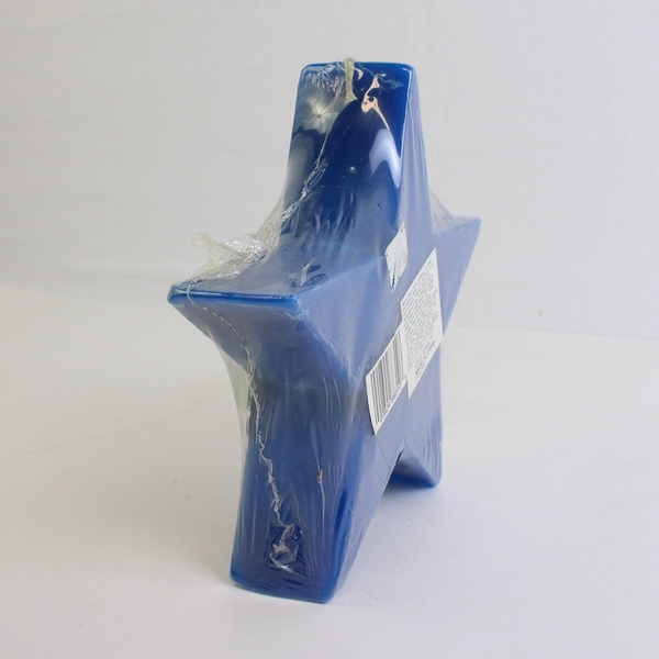 Carolina Designs Blue Star Shaped Christmas Candle With Embossed Snowmen NIP