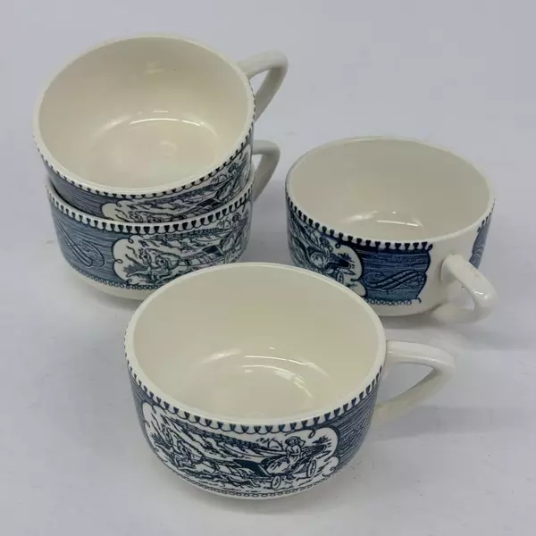 Set of 4 Royal China Currier & Ives Horse And Carriage Coffee Cups