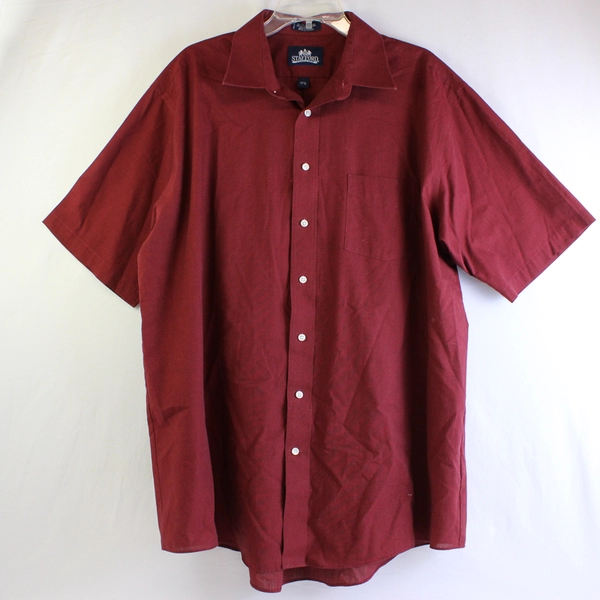 Stafford Wrinkle Free Red Short-Sleeve Button-Up Men's 17 1/2