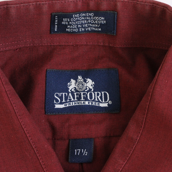 Stafford Wrinkle Free Red Short-Sleeve Button-Up Men's 17 1/2