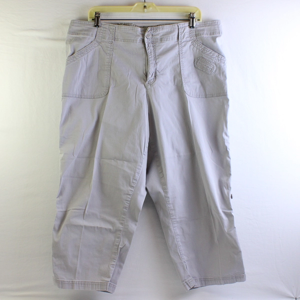 Lee Women's 18W Light Gray Cotton Stretch Cargo Capri 