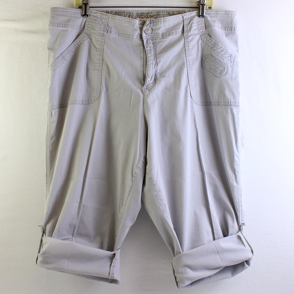 Lee Women's 18W Light Gray Cotton Stretch Cargo Capri 