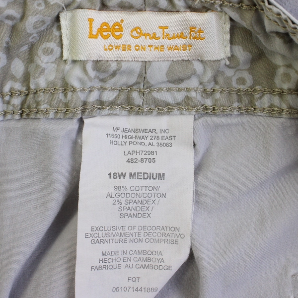 Lee Women's 18W Light Gray Cotton Stretch Cargo Capri 
