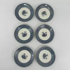 Set of 6 Royal China Currier & Ives Steamboat Saucers 6 Inch