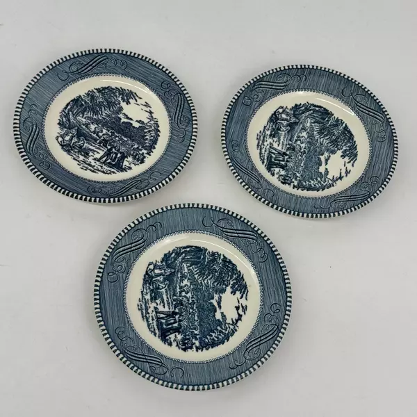 Set of 3 Royal China Currier & Ives The Harvest Bread Plates