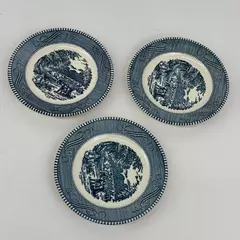 Set of 3 Royal China Currier & Ives The Harvest Bread Plates