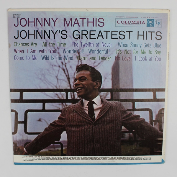 Johnny Mathis' Greatest Hits 12" Vinyl Record Album, CS 8634