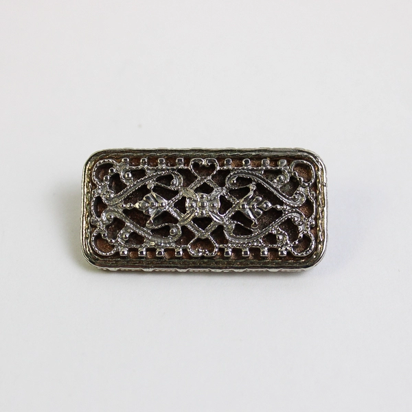 Vintage Rectangular Filigree Brooch 1.25 Inch