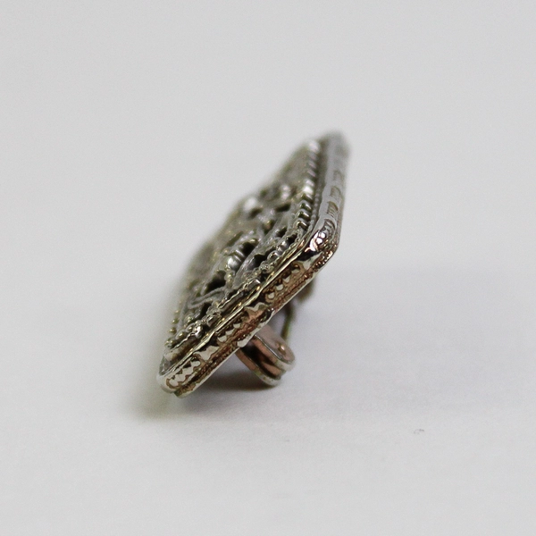 Vintage Rectangular Filigree Brooch 1.25 Inch
