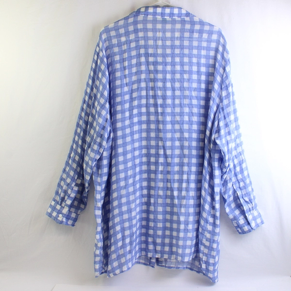 Dip Blue/White Gingham Long Sleeve Button Up Shirt Womens Size 3X