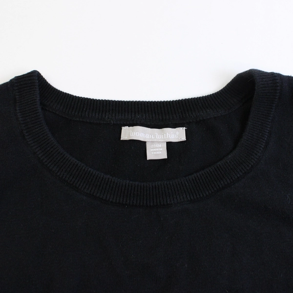 Women Within Solid Black Color Vest 100% Cotton Womens Size 22/24