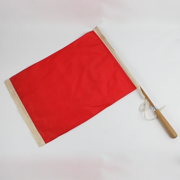 Set of 2 Vintage Wooden Handle Racing Flags Red and Yellow