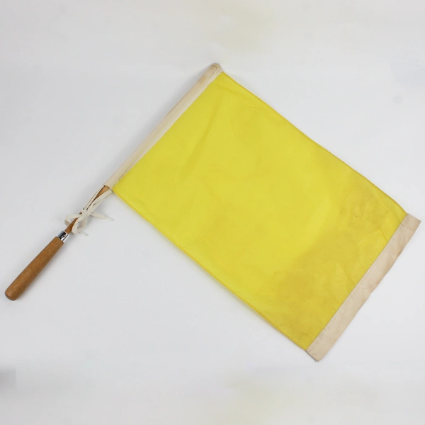 Set of 2 Vintage Wooden Handle Racing Flags Red and Yellow