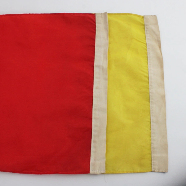Set of 2 Vintage Wooden Handle Racing Flags Red and Yellow