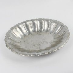 Vintage MCM Floral Aluminum Serving Bowl 11" x 13.5"