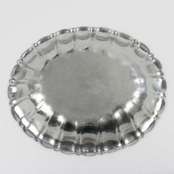 Vintage MCM Floral Aluminum Serving Bowl 11" x 13.5"