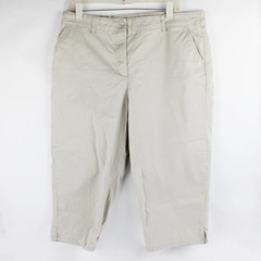 Karen Scott Beige Women's Capri Pants Elastic Waist Size 14 Slash Pockets