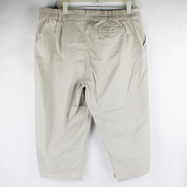 Karen Scott Beige Women's Capri Pants Elastic Waist Size 14 Slash Pockets