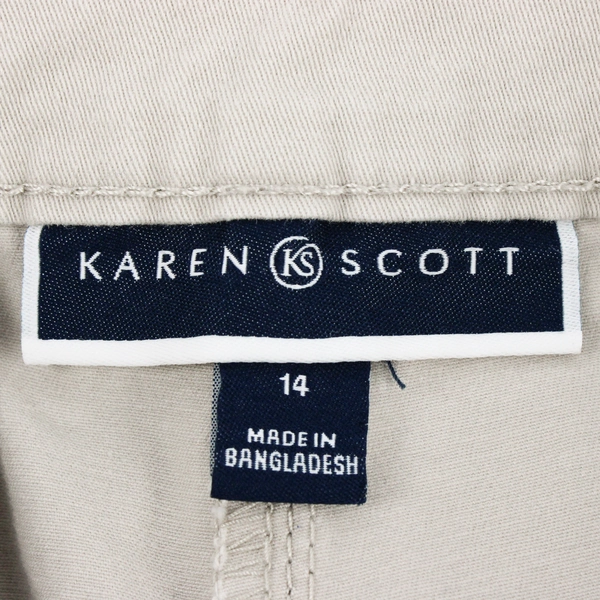 Karen Scott Beige Women's Capri Pants Elastic Waist Size 14 Slash Pockets