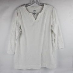 Croft & Barrow Solid White Color Quarter Length Sleeve Shirt Womens Size L