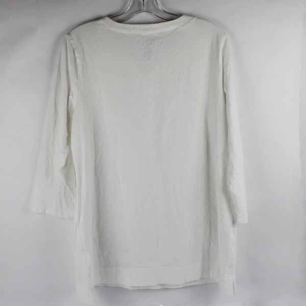 Croft & Barrow Solid White Color Quarter Length Sleeve Shirt Womens Size L