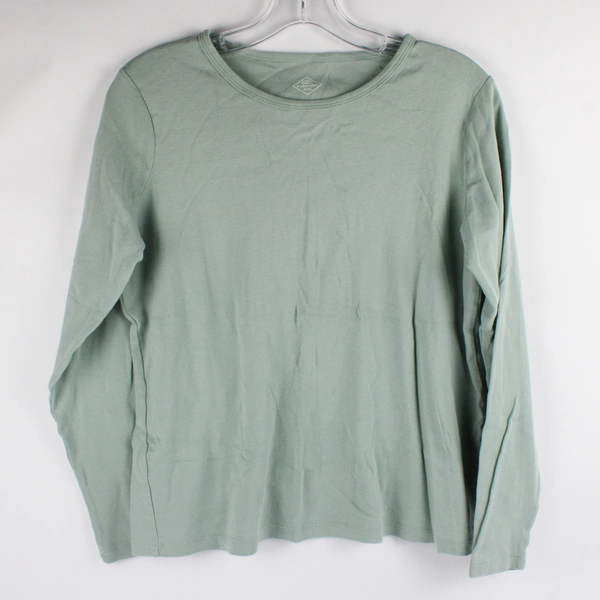 St. John's Bay Sage Green Long-Sleeve Cotton T-Shirt Women's Size Large