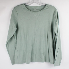 St. John's Bay Sage Green Long-Sleeve Cotton T-Shirt Women's Size Large