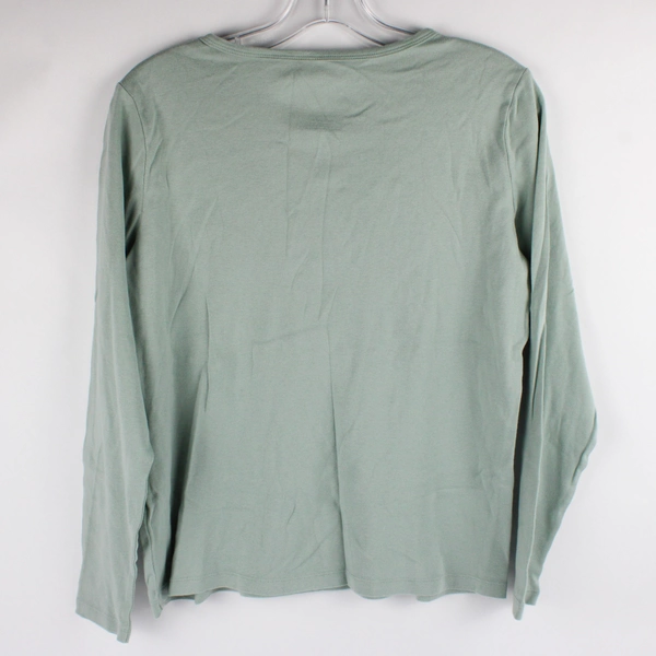 St. John's Bay Sage Green Long-Sleeve Cotton T-Shirt Women's Size Large