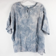 Pure Jill Women’s 100% Cotton Short Sleeve Blouse Tie Dye Blue Size Petite XL
