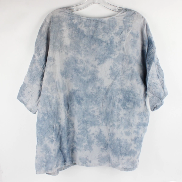 Pure Jill Women’s 100% Cotton Short Sleeve Blouse Tie Dye Blue Size Petite XL