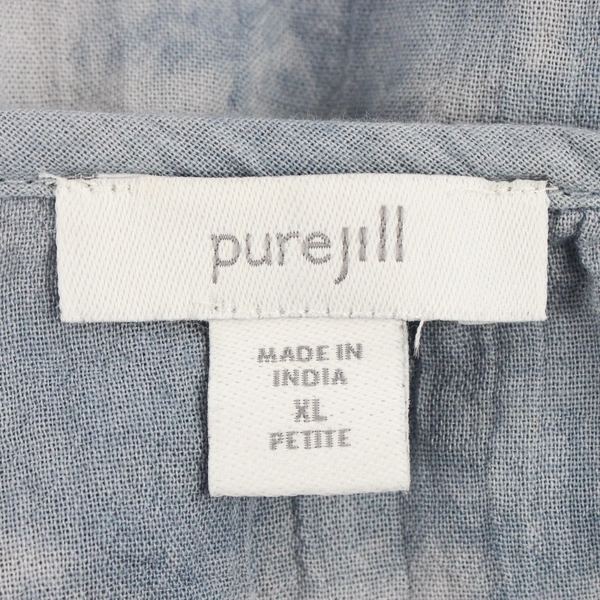 Pure Jill Women’s 100% Cotton Short Sleeve Blouse Tie Dye Blue Size Petite XL