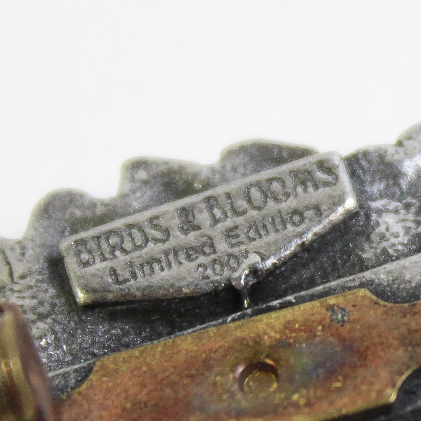 2001 Birds and Blooms Limited Edition Pewter Pin Wheelbarrow W/ Flowers