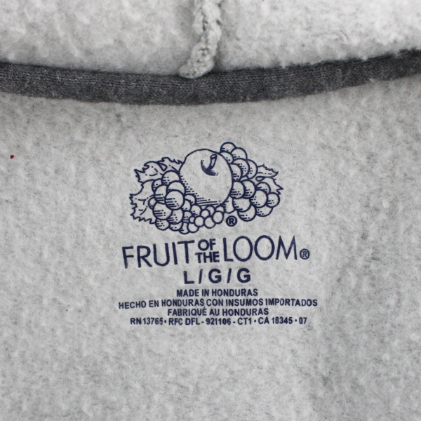 Fruit Of The Loom Gray Zip-Up Hoodie Men's Large