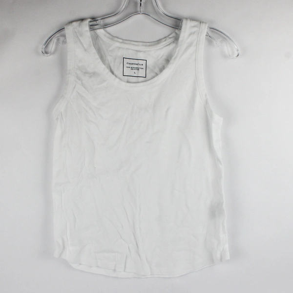 Charter Club White Cotton Tank Top Women's Size Large
