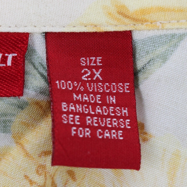 Gloria Vanderbilt Yellow Floral Hawaiian Aloha Shirts Womens Size 2X