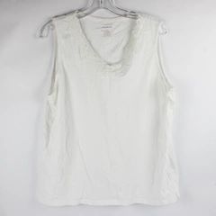 Christopher & Banks White Tank Top Lace Neckline Women's Size XL