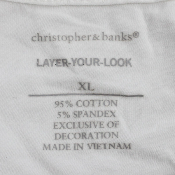 Christopher & Banks White Tank Top Lace Neckline Women's Size XL