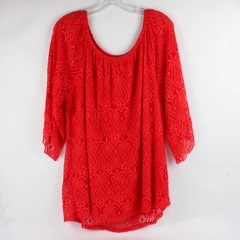 Brittany Black Red Crochet Half-Sleeve Top Women's Size 2X