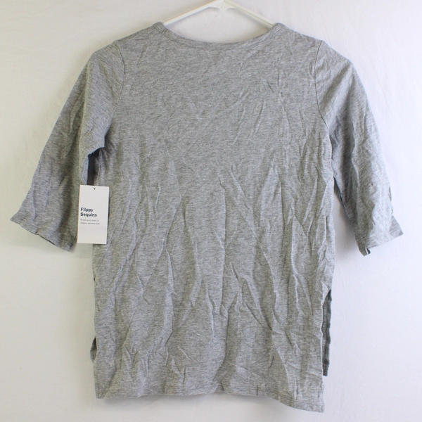 NWT Old Navy Flippy Sequins Gray 3/4 Sleeve Top Girls' Size Medium (8)