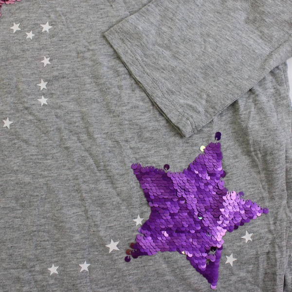 NWT Old Navy Flippy Sequins Gray 3/4 Sleeve Top Girls' Size Medium (8)