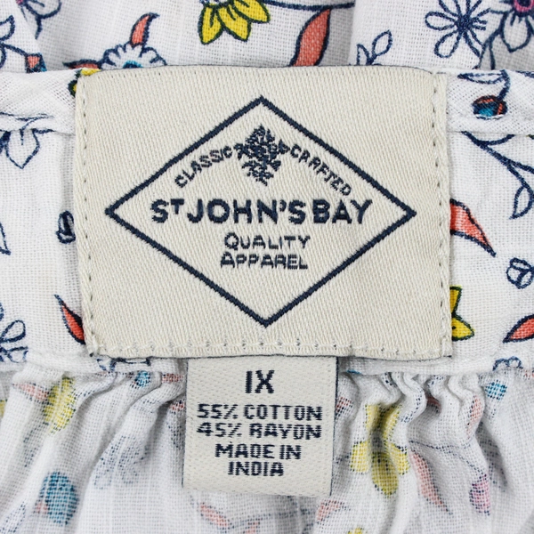 St John's Bay Floral Short Sleeve Blouse Top Womens Size 1X