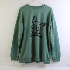 Unbranded Green French Bulldog Sweatshirt Women's Size XXL