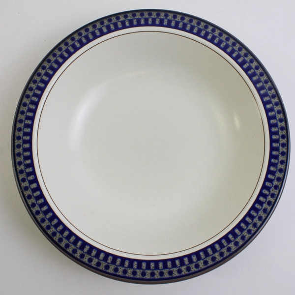 Lot Of 4 Mikasa Aztec Blue Pattern Ceramic Rim Soup Bowl 8.25" Diameter