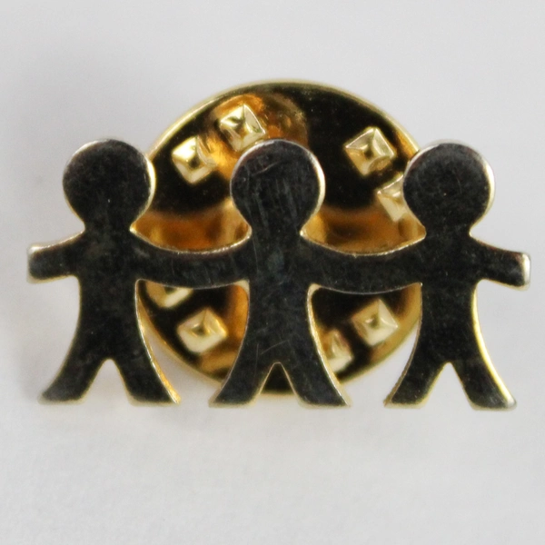 Vintage United Way Gold Tone Three People Holding Hands Lapel Pin