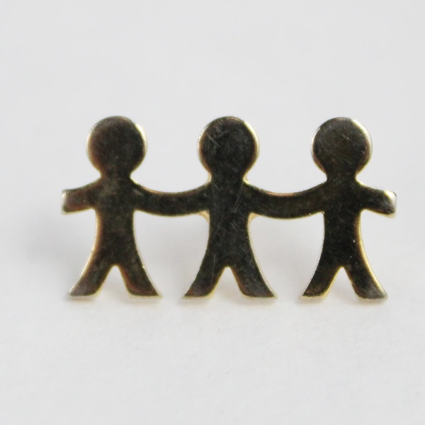 Vintage United Way Gold Tone Three People Holding Hands Lapel Pin