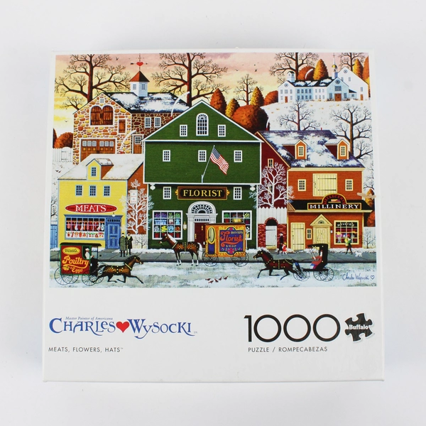 Charles Wysocki Jigsaw Puzzle Meats/Floral/Hats Shops 1,000 Pcs Complete