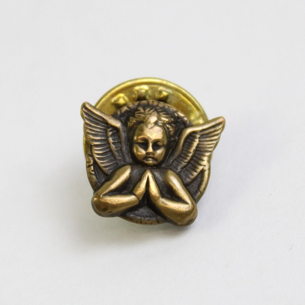 Vintage Brass Praying Angel Hat Lapel Pin