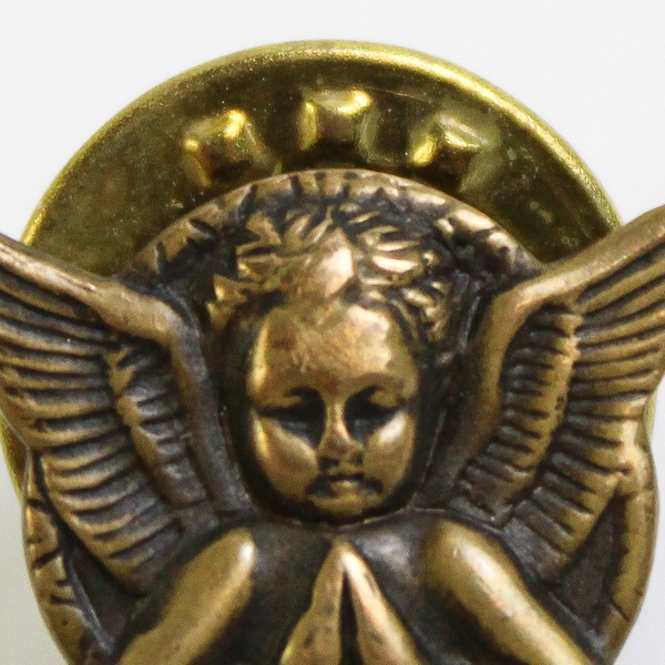 Vintage Brass Praying Angel Hat Lapel Pin