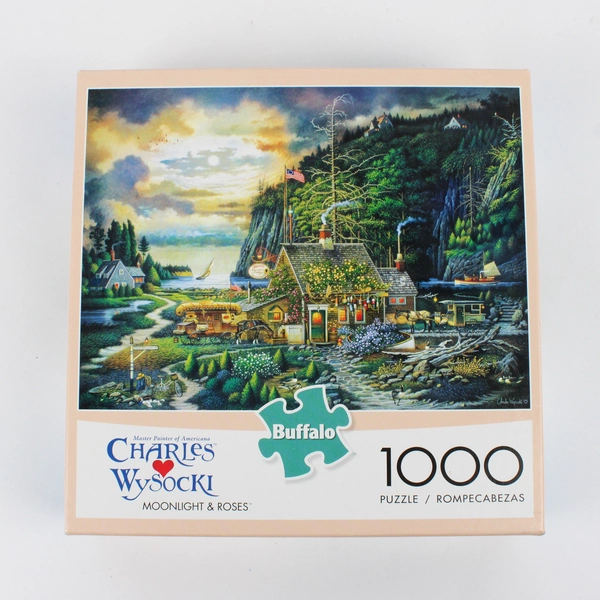 Charles Wysocki Jigsaw Puzzle Moonlight & Roses, 1,000 Pieces Complete